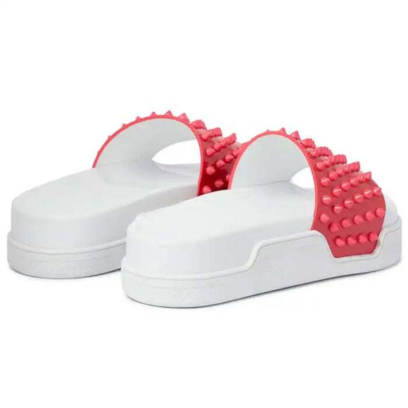 Christian Louboutin Pool Fun Donna Flat Pink White Platform Slide Sandal 40.5 - Picture 8 of 12